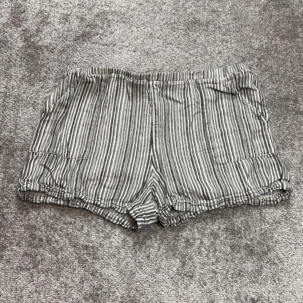 Time and Tru Sweatshorts Womens XXL 20 White Striped Stretch Linen Soft Lounge